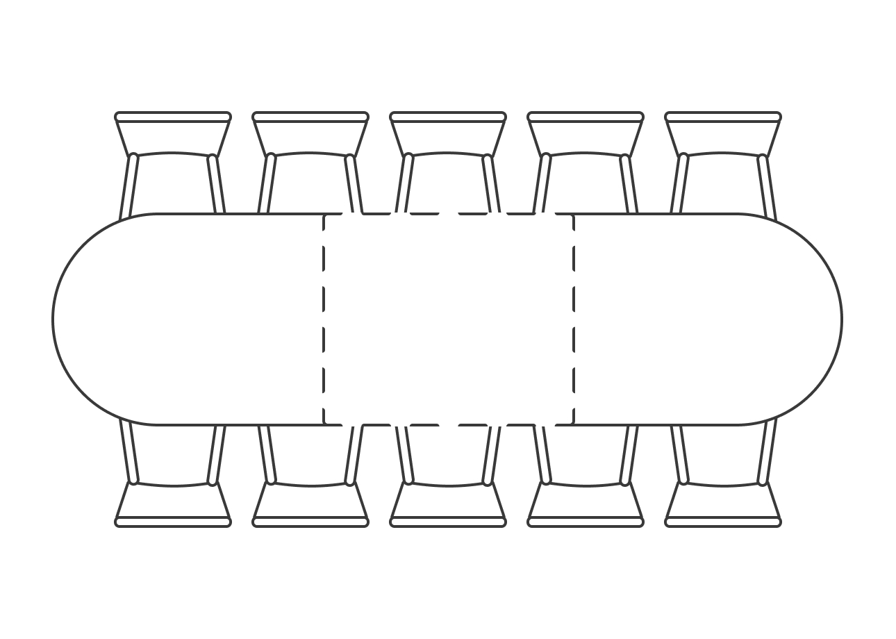 Овальный, раскладной, 10 мест, без торцевых